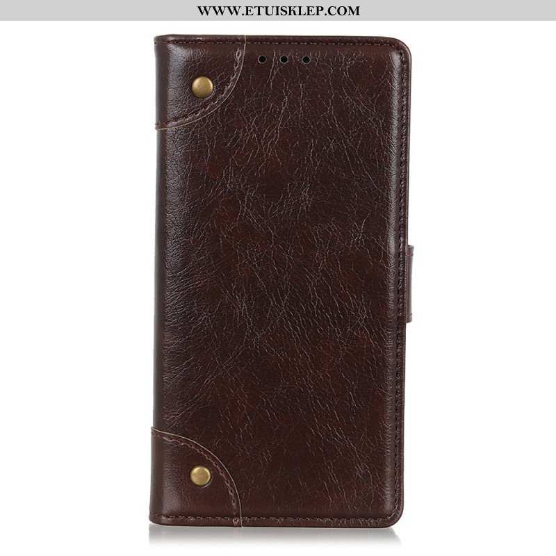 Etui Folio do Xiaomi Redmi Note 11 Pro / 11 Pro 5G Nity W Stylu Vintage Ze Skóry Nappa